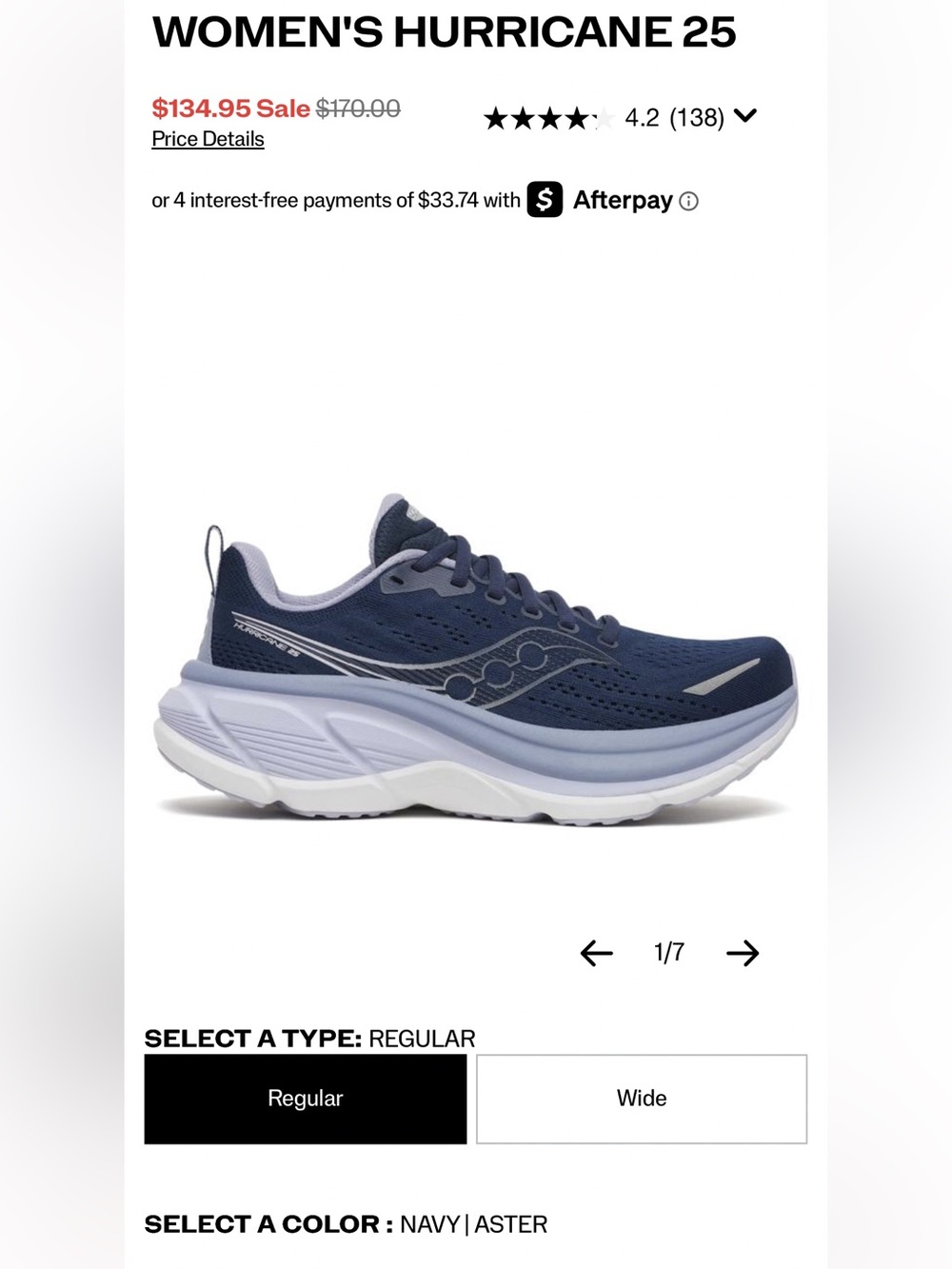 Saucony Hurricane 25 Womens Running Sz 7M Navy/Aster S11026-208 New without Box